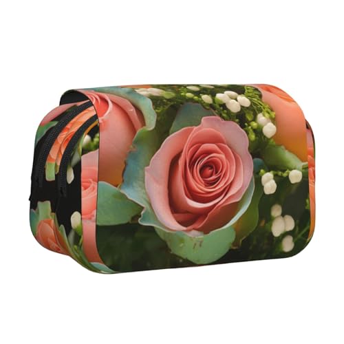 HMBGFW Federmäppchen mit rosa Rosen, großes Fassungsvermögen, großes Fassungsvermögen, großes Fassungsvermögen, Organizer HMBGFW Federmäppchen mit rosa Rosen, großes Fassungsvermögen, großes Fassungsvermögen, großes Fassungsvermögen, Organizer von HMBGFW