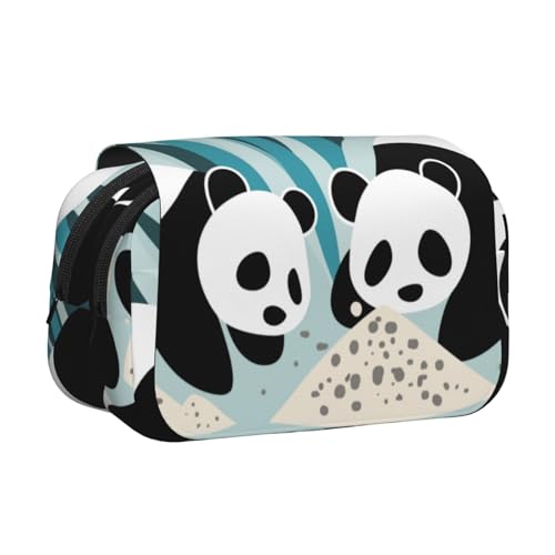 HMBGFW Federmäppchen mit zwei Cartoon-Pandas, niedlich, großes Fassungsvermögen, Büro, große Aufbewahrung, hohe Kapazität, Tasche Box Organizer von HMBGFW