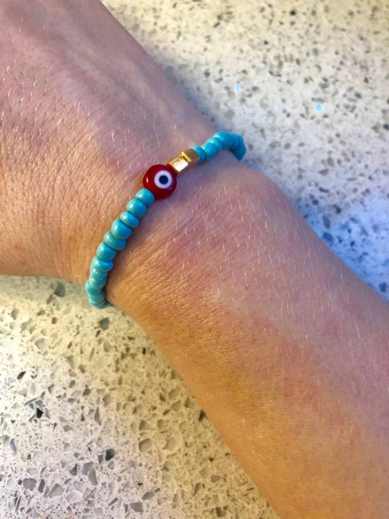 Auge Armband Rot & Petrol von HMBJewels