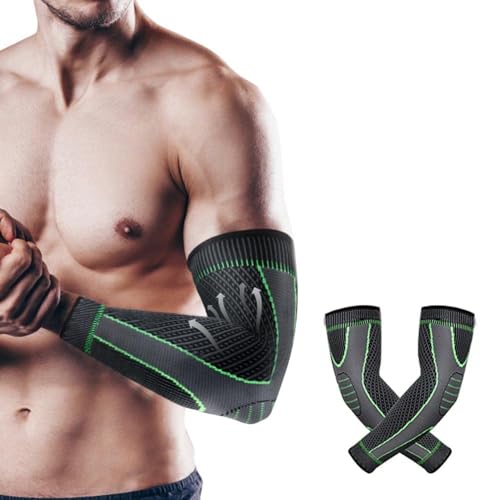 Ellenbogen Bandage Herren 2 Stück Armschutz Ellbogen Bandage Tennisarm Damen Kompression Ellenbogenstütze Armbandage Ellenbogen Gewichtheben Ellenbogenschoner für Tennisarm, Arthritis, Fitness（S） von HMCEY
