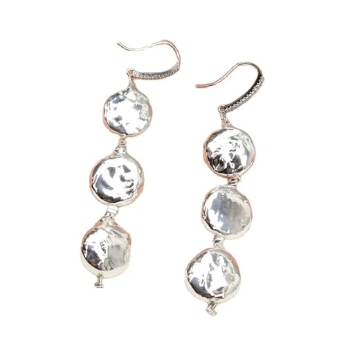 HMCOCOOFM Pearl 925 Silver Plated Dangle Hook Earrings Women Gifts von HMCOCOOFM