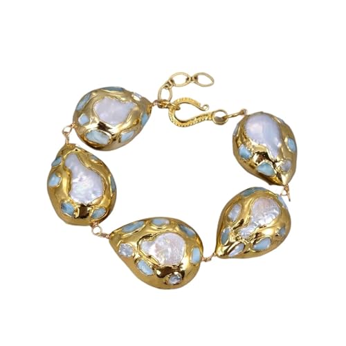 HMCOCOOFM White Pearl Teardrop Blue Bracelet 9" For Women HMCOCOOFM White Pearl Teardrop Blue Bracelet 9" For Women von HMCOCOOFM