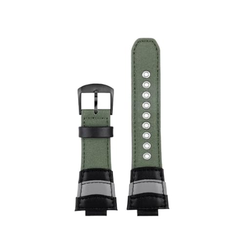HMEMBSBPAK Konvex 14MM 16MM Armeegrün Passend for CASIO GST-B400 GST-B200 GA2100 Canvas Uhrenarmband Nylon Armband Atmungsaktives wasserdichtes Armband(Army green black,16mm for b200) von HMEMBSBPAK