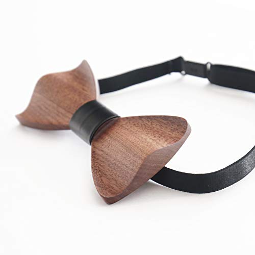 HMF 3850-02 Holzfliege Männer | Handarbeit | Walnuss | 6 x 12 x 1 cm | schwarz von HMF
