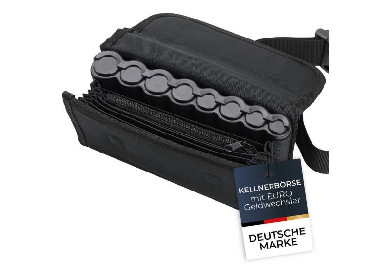 HMF Kellnerbörse Kellnertasche mit herausnehmbaren Euro-Geldwechsler (inkl. Hüftgurt mit Clipverschluss), Kellnerbörse mit Reißverschlussfach, 20,5 cmx6,5 cm x 10,0 cm, schwarz von HMF