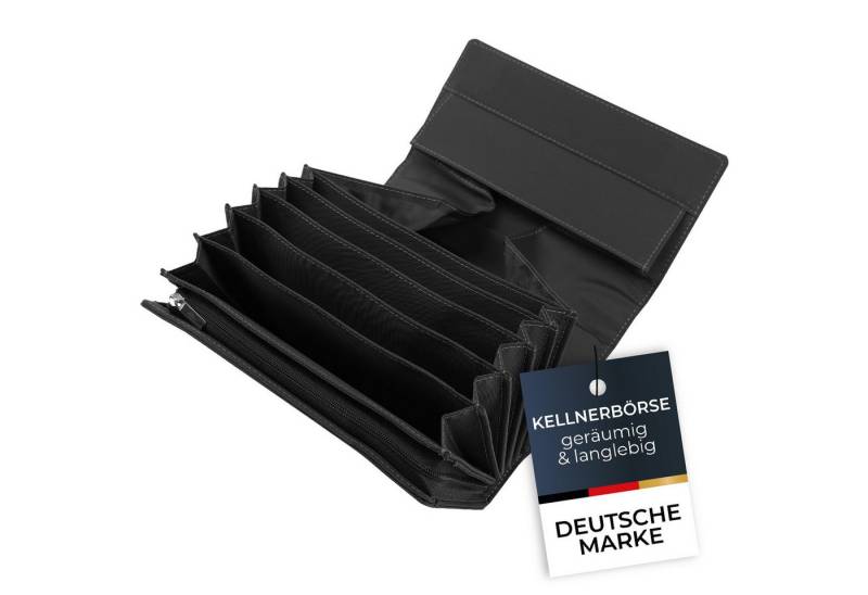 HMF Kellnerbörse Kellner Geldbörse, Kellnerportemonnaie, mit Magnetverschluss, 19 x 11 x 4,5 cm, Schwarz von HMF