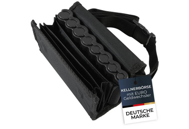 HMF Kellnerbörse Kellner Geldbörse mit verstellbarem Gürtel, Kellnertasche (inkl. Hüftgurt mit Clipverschluss), mit Euro-Geldwechsler, 20,5 x 10 x 6,5 cm, Schwarz von HMF