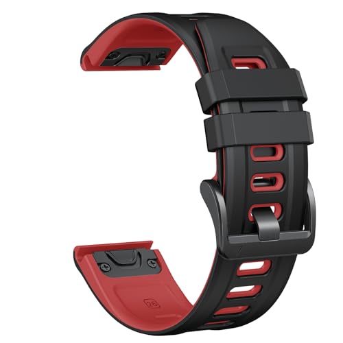 HMHAMA 26 mm Uhrenarmband kompatibel mit Garmin Fenix 7X Armband, Ersatz weiches Silikonband Dual Colur Schnellverschluss Uhrenarmband für Smart Watch Zubehör, Silikon, Kein Edelstein von HMHAMA
