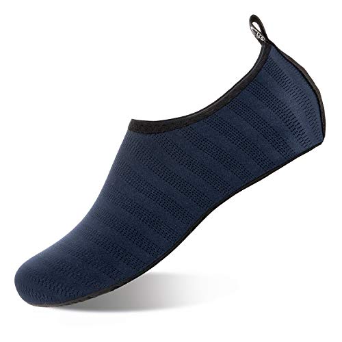 HMIYA Badeschuhe Strandschuhe Wasserschuhe Aquaschuhe Schwimmschuhe Surfschuhe Barfuß Schuhe für Damen Herren(Dunkelblau Lxy,44-45 EU) von HMIYA