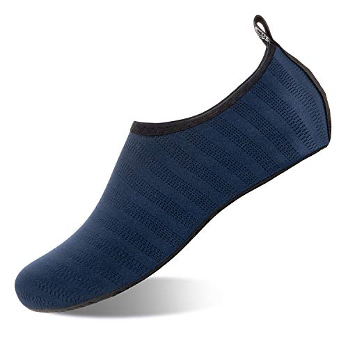 HMIYA Badeschuhe Strandschuhe Wasserschuhe Aquaschuhe Schwimmschuhe Surfschuhe Barfuß Schuhe für Damen Herren(Dunkelblau Lxy,38-39 EU) von HMIYA