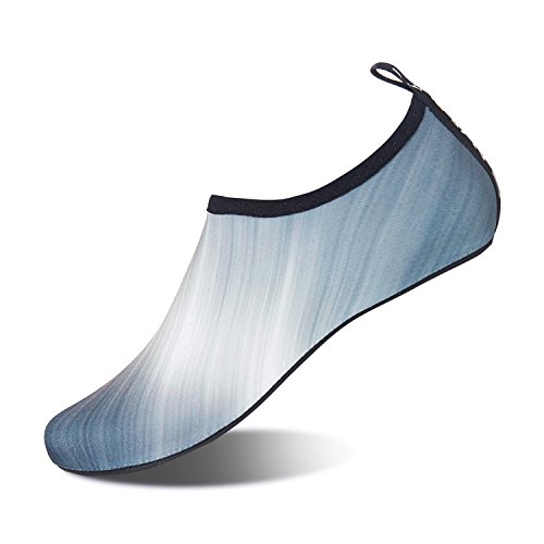 HMIYA Badeschuhe Strandschuhe Wasserschuhe Aquaschuhe Schwimmschuhe Surfschuhe Barfuß Schuhe für Damen Herren(Farbverlauf grau,38-39 EU) von HMIYA