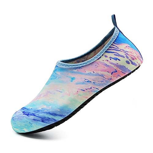 HMIYA Badeschuhe Strandschuhe Wasserschuhe Aquaschuhe Schwimmschuhe Surfschuhe Barfuß Schuhe für Damen Herren(Ölgemälde,42-43 EU) von HMIYA