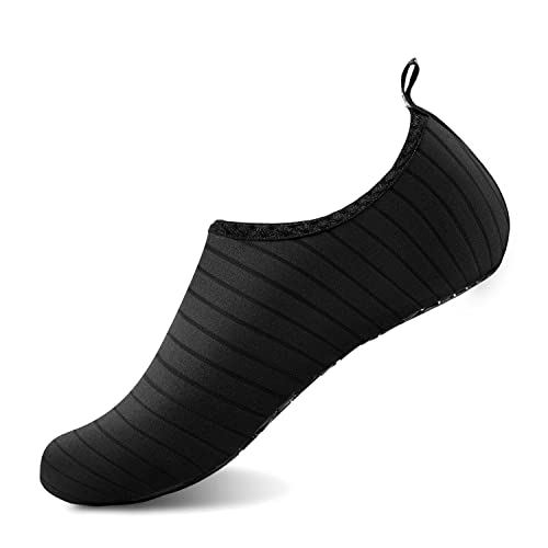 HMIYA Badeschuhe Strandschuhe Wasserschuhe Aquaschuhe Schwimmschuhe Surfschuhe Barfuß Schuhe für Damen Herren(Streifen Schwarz,50-51 EU) von HMIYA