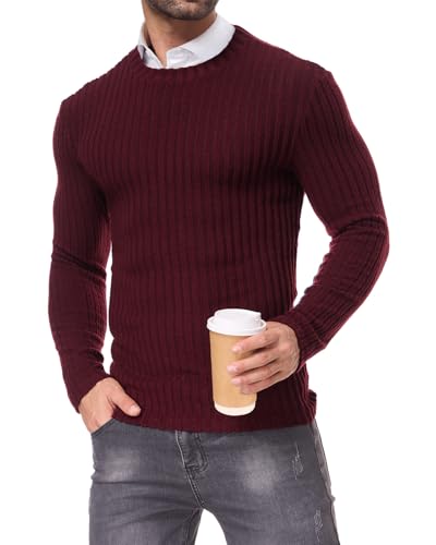 HMIYA Dünn Pullover Herren Langarmshirt mit Rundhalsausschnitt Feinstrick Sweater Männer für Frühjahr oder Herbst von HMIYA