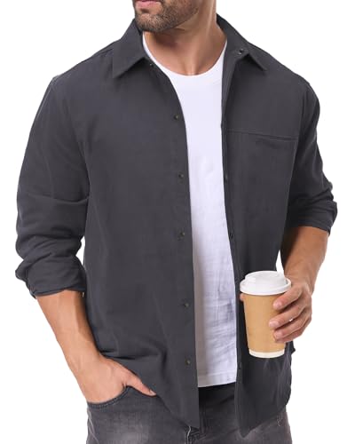 HMIYA Hemdjacke Herren 100% Baumwolle Snap/Button Down Langarm Freizeithemd Leichte Jacke Herren Männer Hemd Herbstjacke HMIYA Hemdjacke Herren 100% Baumwolle Snap/Button Down Langarm Freizeithemd Leichte Jacke Herren Männer Hemd Herbstjacke von HMIYA