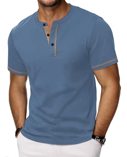 HMIYA Henley Kurzarm T-Shirts für Herren Sommerhemd Baumwolle Knopf Color-Blocking-Ärmeln T-Shirt für Männer HMIYA Henley Kurzarm T-Shirts für Herren Sommerhemd Baumwolle Knopf Color-Blocking-Ärmeln T-Shirt für Männer von HMIYA