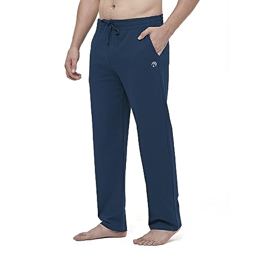 HMIYA Herren Jogginghose Baumwolle Sweathose Lange Atmungsaktiv Sporthose Yogahose Klassische Trainingshose mit Taschen(Marine 01,3XL) von HMIYA