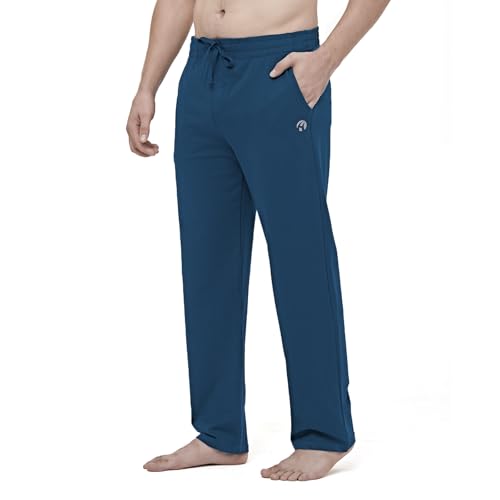 HMIYA Herren Jogginghose Baumwolle Sweathose Lange Atmungsaktiv Sporthose Yogahose Klassische Trainingshose mit Taschen(Pfauenblau,XXL) von HMIYA