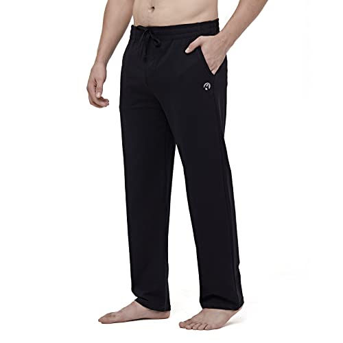 HMIYA Herren Jogginghose Baumwolle Sweathose Lange Atmungsaktiv Sporthose Yogahose Klassische Trainingshose mit Taschen(Schwarz,5XL) von HMIYA