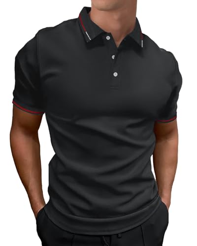 HMIYA Herren Poloshirt-Kontrast Kurzarm Polohemd Male Polo Klassisches,Grau,XXL von HMIYA