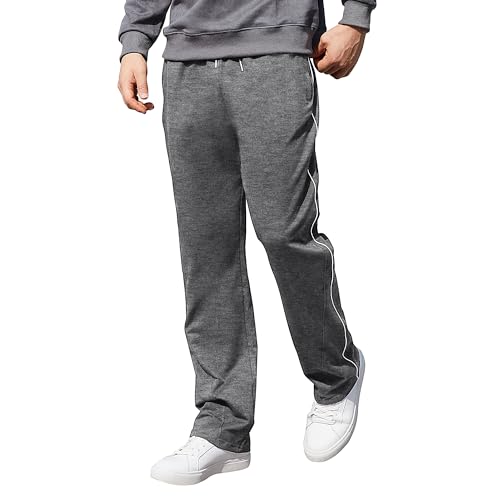 HMIYA Jogginghose Herren Baumwolle Sporthose Lange Sweathose Atmungsaktiv Freizeithose weites Bein Trainingshose mit Reißverschlusstaschen(Dunkelgrau,3XL) von HMIYA