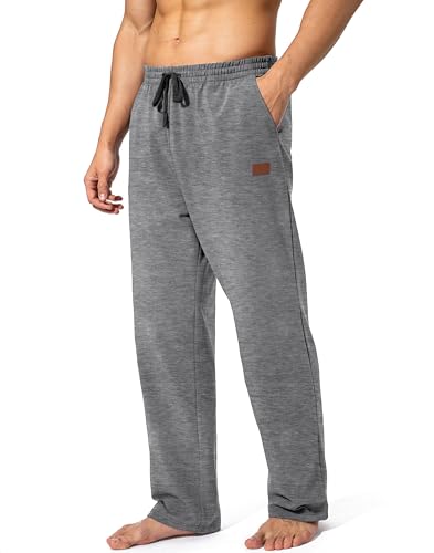 HMIYA Jogginghose Herren Baumwolle Sporthose Lange Sweathose Atmungsaktiv Trainingshose Weites Bein Hosen Freizeithose mit Reißverschlusstaschen(Anthrazit,XL) von HMIYA