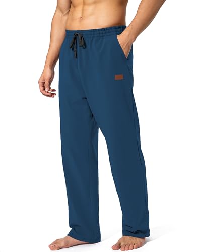 HMIYA Jogginghose Herren Baumwolle Sporthose Lange Sweathose Atmungsaktiv Trainingshose Weites Bein Hosen Freizeithose mit Reißverschlusstaschen(Pfauenblau,3XL) von HMIYA
