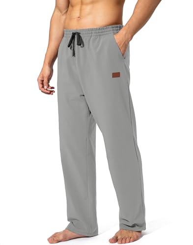 HMIYA Jogginghose Herren Baumwolle Sporthose Lange Sweathose Atmungsaktiv Trainingshose Weites Bein Hosen Freizeithose mit Reißverschlusstaschen(Wolfsgrau,3XL) von HMIYA