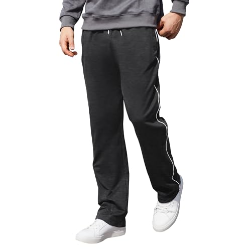 HMIYA Jogginghose Herren Baumwolle Sporthose Lange Sweathose Atmungsaktiv Trainingshose weites Bein Freizeithose mit Reißverschlusstaschen(Anthrazitgrau,3XL) von HMIYA