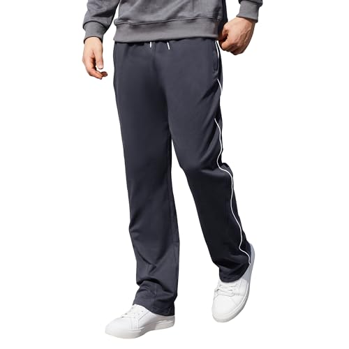 HMIYA Jogginghose Herren Baumwolle Sporthose Lange Sweathose Atmungsaktiv Trainingshose weites Bein Freizeithose mit Reißverschlusstaschen(Haze Blau,3XL) von HMIYA