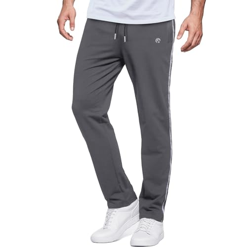 HMIYA Jogginghose Herren Baumwolle Trainingshose Lang Hosen Atmungsaktiv Sporthose mit 3 großen Taschen(Dunkelgrau,3XL) von HMIYA