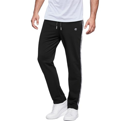 HMIYA Jogginghose Herren Baumwolle Trainingshose Lang Hosen Atmungsaktiv Sporthose mit 3 großen Taschen(Schwarz,XXXL) von HMIYA