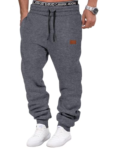 HMIYA Jogginghose Herren Baumwolle Trainingshose Sporthose Freizeithose Lang Hosen Klassische Sweathose mit Taschen(Anthrazit,XXL) von HMIYA