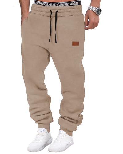 HMIYA Jogginghose Herren Baumwolle Trainingshose Sporthose Freizeithose Lang Hosen Klassische Sweathose mit Taschen(Kaffeebraun,M) von HMIYA