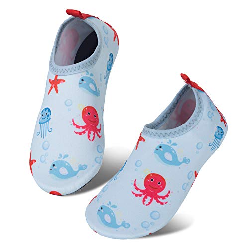 HMIYA Kinder Badeschuhe Wasserschuhe Strandschuhe Schwimmschuhe Aquaschuhe Surfschuhe Barfuss Schuh für Jungen Mädchen Kleinkind Beach Pool(Blau 24 25) von HMIYA