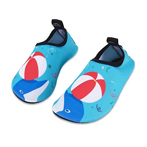 HMIYA Kinder Badeschuhe Wasserschuhe Strandschuhe Schwimmschuhe Aquaschuhe Surfschuhe Barfuss Schuh für Jungen Mädchen Kleinkind Beach Pool(Grün Cq,24/25) von HMIYA