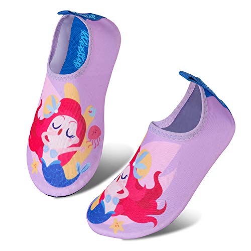 HMIYA Kinder Badeschuhe Wasserschuhe Strandschuhe Schwimmschuhe Aquaschuhe Surfschuhe Barfuss Schuh für Jungen Mädchen Kleinkind Beach Pool(Lila 22 23) von HMIYA