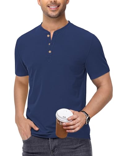 HMIYA Kurzarm Shirt Herren Sommerhemd Baumwolle Henley Knopf Herren Beiläufig T-Shirt für Männer HMIYA Kurzarm Shirt Herren Sommerhemd Baumwolle Henley Knopf Herren Beiläufig T-Shirt für Männer von HMIYA