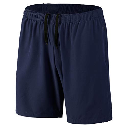 Herren Sport Shorts Schnell Trocknend Kurze Hosen mit Reißverschlusstaschen (Marine M) von HMIYA