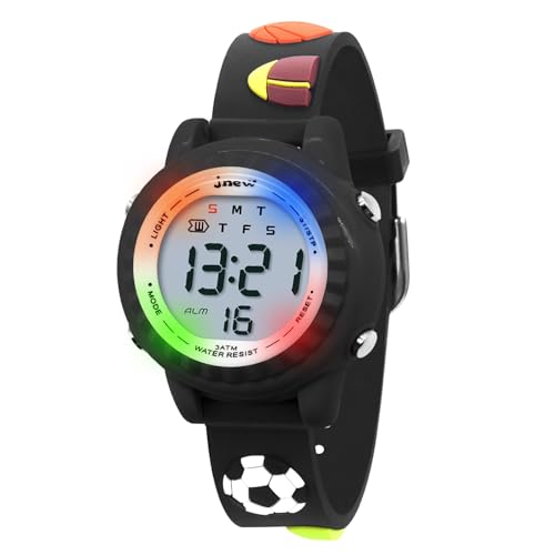 HMJIA 3D Cartoon Design Armbanduhr für Kinder Jungen und Mädchen 3ATM Wasserdicht Kinderuhr mit Wecker/Datum/Stoppuhr/LED (LED Schwarze Kugel) von HMJIA