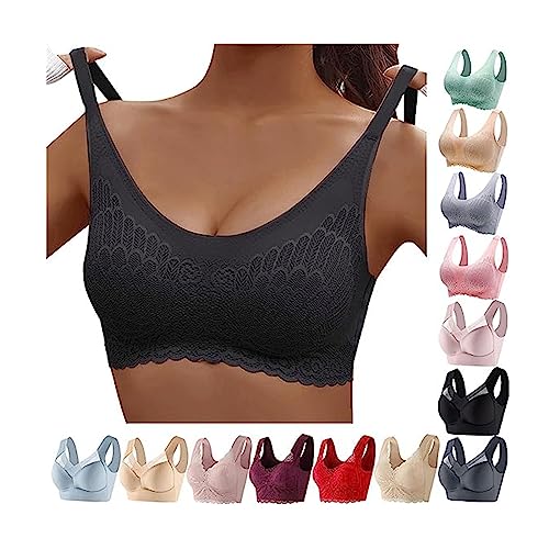 BH Damen Ohne Bügel Schlaf Bustier Tops Spitze Bralette Bügelloser Klassischer T Shirt BH Schalen BHS Bralette Komfort Weicher Seamless von HMLTD