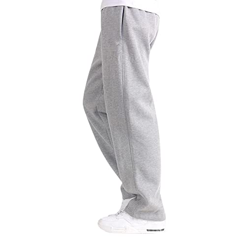 Breite Jogginghose Graue Herren Winter Hosen Herren Lose Relaxed-Fit Sweathose Jogginghose Aestethic Sweatpants Breites Bein Freizeithosen Outdoorhose Cargohose Streetwear von HMLTD