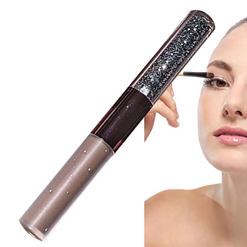 Double Head flüssiger Lidschatten - 2 in 1 flüssiges Glitzer-Lidschatten-Set | Brown Eye Makeup, Brilliant Gel Highlighter Shimmer Shadow Champagne Hellt das Augen-Make-up auf Hmltd von HMLTD