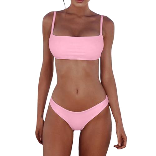 HMLTD Bikini Sets für Damen Push Up U Ausschnitt Rückenfrei Bandeau Bikini Tanga mit niedriger Taille Badeanzug Bikini Set Badebekleidung Beachwear Weicher Sport Schwimmanzug von HMLTD