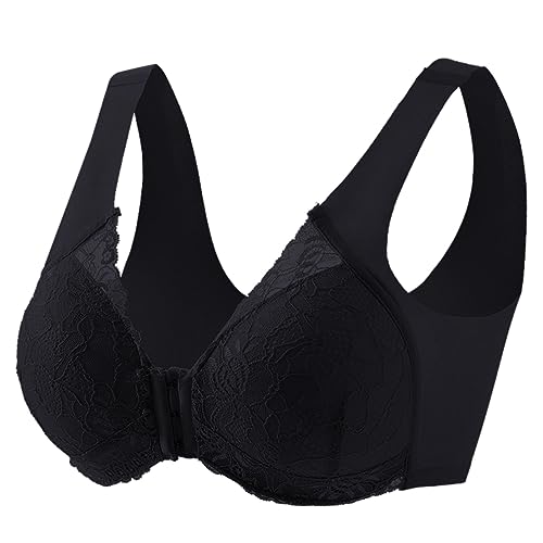 HMLTD Damen Soft Spitzen BH ohne Bügel Vorderverschluss Gepolstert Bralette Nahtlose Bustier Push up Weicher Bügelloser Bustier Atmungsaktiver Bra für Schlafen Yoga von HMLTD