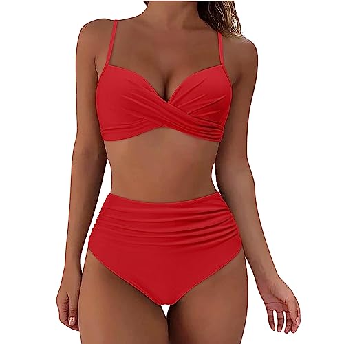 HMLTD High Waist Bikini Damen Bauchweg Badeanzug Push Up Bikini-Sets für Damen Sexy Wickel Crossover Bademode Hohe Taille Bikinis Zweiteiliger Badeanzug Badeanzüge Swimsuits for Women von HMLTD