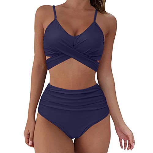 HMLTD High Waist Bikini Damen Bauchweg Badeanzug Push Up Bikini-Sets für Damen Sexy Wickel Crossover Bademode Hohe Taille Bikinis Zweiteiliger Badeanzug Badeanzüge Swimsuits for Women von HMLTD