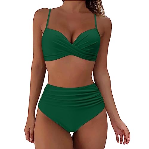 HMLTD High Waist Bikini Damen Bauchweg Badeanzug Push Up Bikini-Sets für Damen Sexy Wickel Crossover Bademode Hohe Taille Bikinis Zweiteiliger Badeanzug Badeanzüge Swimsuits for Women von HMLTD