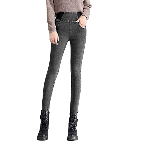 HMLTD Thermo Jeggings Damen Jeansoptik High Waist Treggings Stretch Jeans Leggings Lang Warm Winter Jeggings Gefütterte Jeanshosen Baumwolle von HMLTD