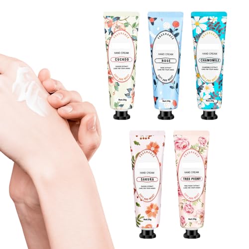 Handfeuchtigkeitscreme | 5 Stück natürliche feuchtigkeitsspendende Handlotion mit Blumenduft | Winter-Essentials für Schule, Zuhause, Reisen, Geschäftsreisen, Arbeit Hmltd von HMLTD